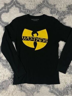 Wu Tang Clan Thermal Shirt Adult Large Black Logo Waffle Knit Pullover Y2K